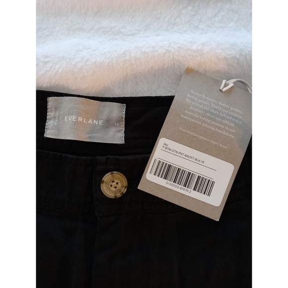 Everlane The Tencel Relaxed Chino Pant Black Soft Pockets Size 16 NWT - Picture 3 of 14